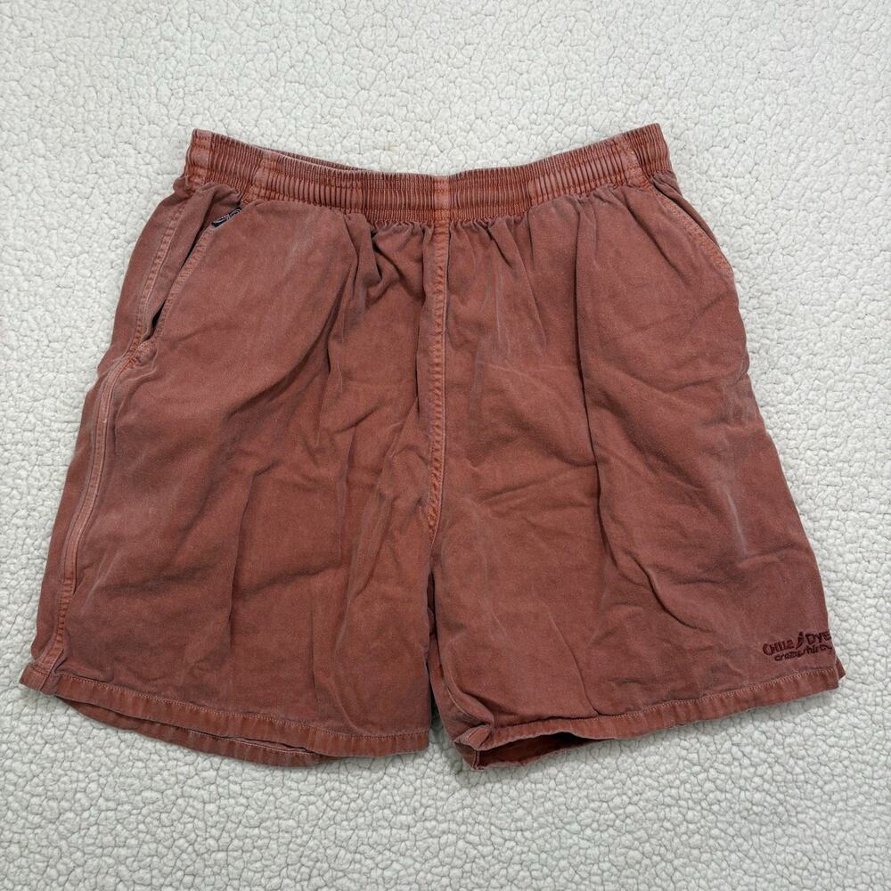 Crazy Shirts Hawaii Chile Dyed Pull-On 5" Shorts Mens L Orange Red Cotton Twill